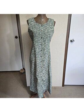 Christopher & Banks Size 6 Floral Green Sleeveless Boho Cottage Core Midi Dress